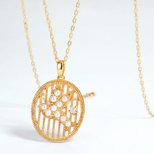 Pearl Peace dove Filigree Gold Pendant No Necklace